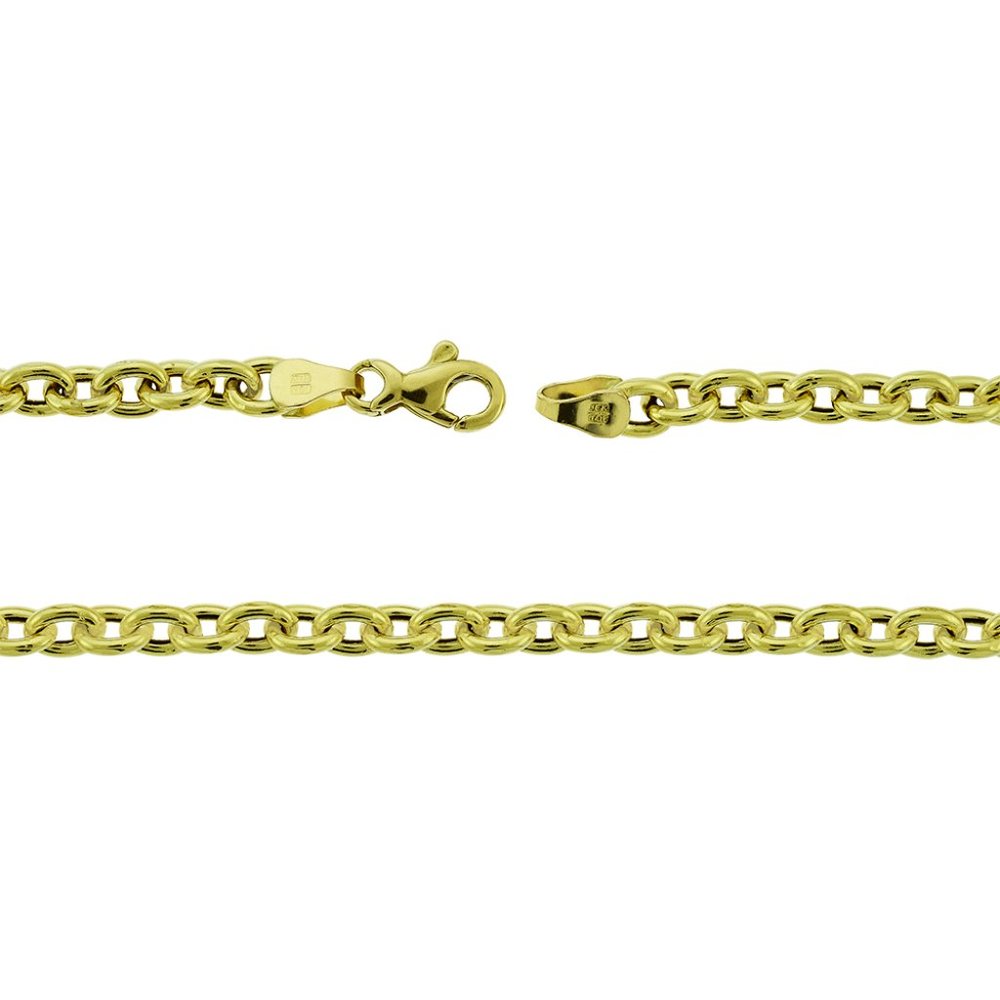 32" Cable Rolo Link Chain Necklace 18K Yellow Gold Made In Italy - Picture 2 of 3